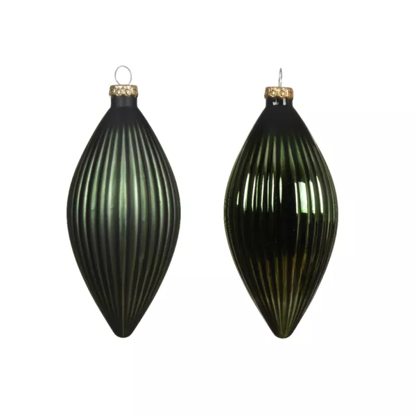 Lote de 3 bolas de Navidad de vidrio (D60 mm) Gota preciosa Verde abeto