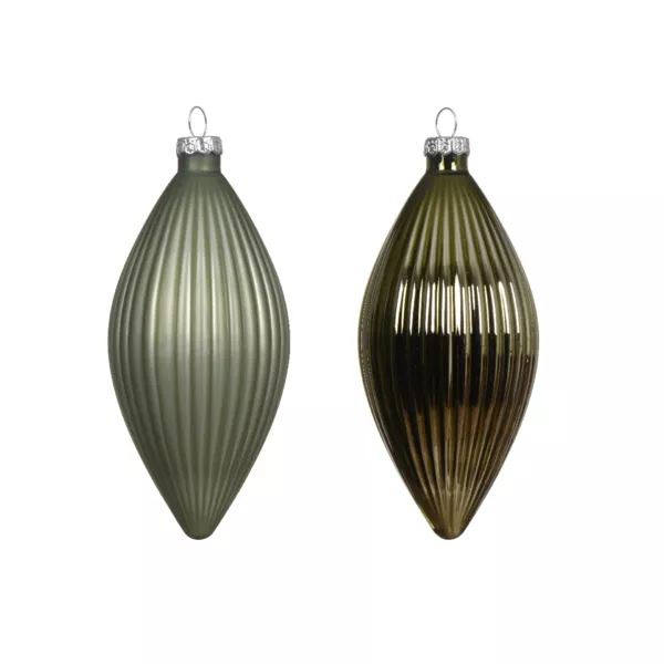 Lot de 3 boules de No�l en verre (D60 mm) Goutte pr�cieuse Vert romarin