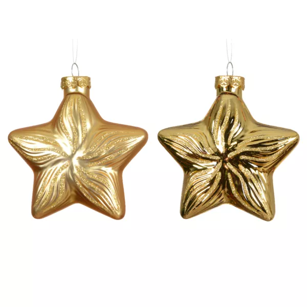 Lot de 2 suspensions en verre (H10 cm) Étoiles Céleste Or