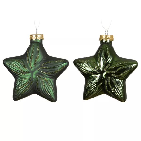 S�t med 2 glasoph�ng (H10 cm) Celestial Stars Pine Green