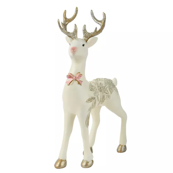 Beleuchtetes Weihnachtsrentier (H30 cm) Waldprinz Wei� und Rosa