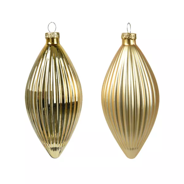 Set di 3 palline di Natale in vetro (D60 mm) Goccia preziosa Oro