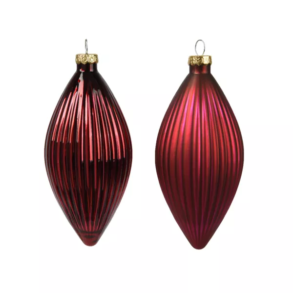 Lot de 3 boules de No�l en verre (D60 mm) Goutte pr�cieuse Bordeaux