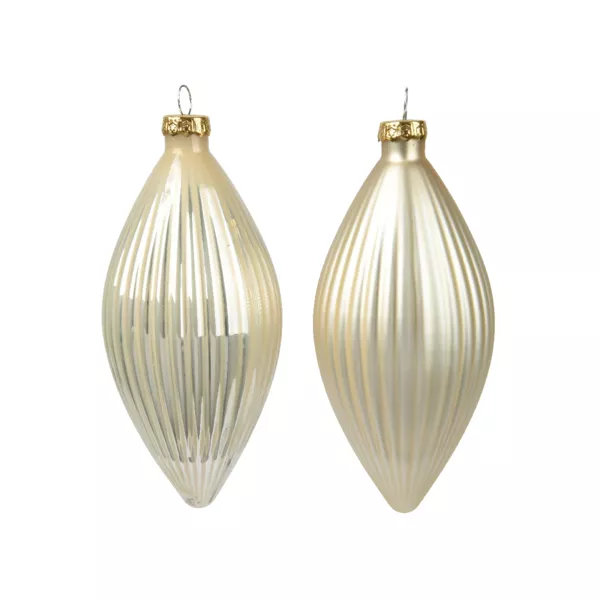 Set di 3 palline di Natale in vetro (D60 mm) Goccia Preziosa Perla