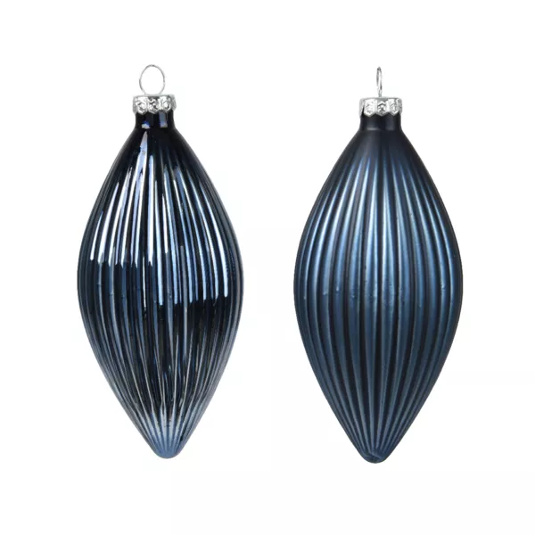 Lot de 3 boules de No�l en verre (D60 mm) Goutte pr�cieuse Bleu nuit