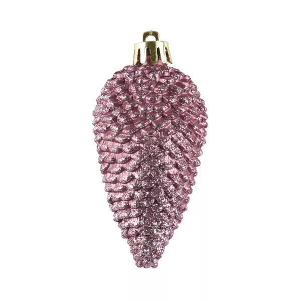 Lot de 6 pommes de pin � suspendre (H8 cm) Alpine Vieux rose