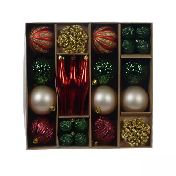Kit de decoraci�n de �rbol de Navidad Christmas Verde rojo y oro