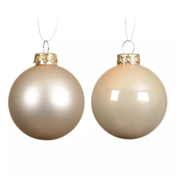 Lot de 6 boules de No�l en verre (D80 mm) Bor�al Perle