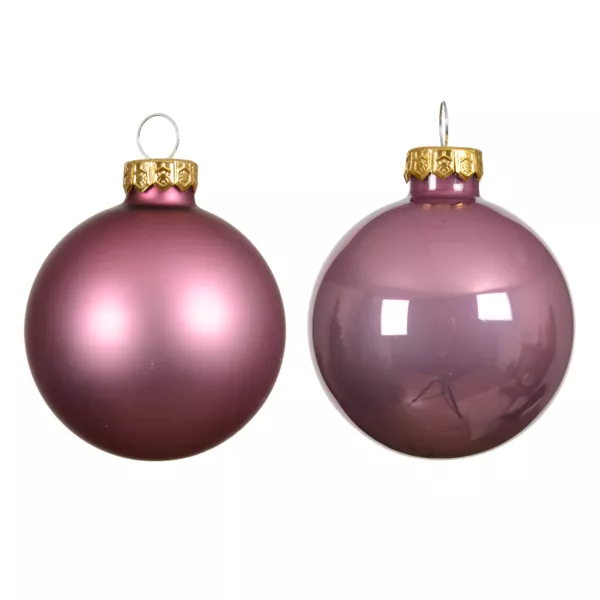 Lote de 6 bolas de Navidad de vidrio (D80 mm) Boreal Rosa viejo