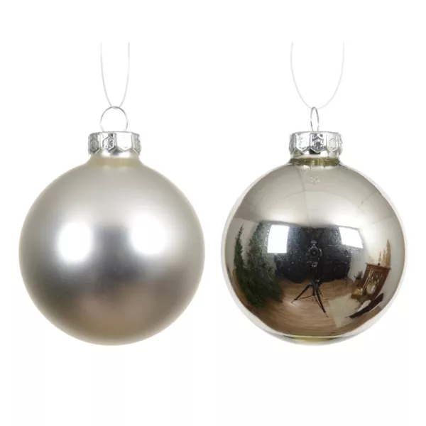 Lot de 4 boules de No�l en verre (D100 mm) Bor�al Argent
