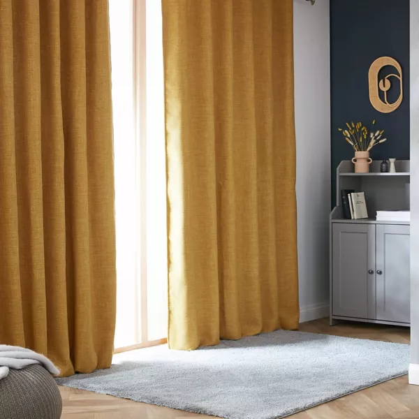 Halbverdunkelnder Thermovorhang mit Kr�uselband oder Stangendurchzug (180 x 260 cm) Alba Honiggelb