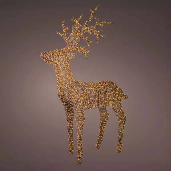 Renne lumineux 1320 Micro LED (H180cm) Dan r�sine tress�e Brun Blanc chaud