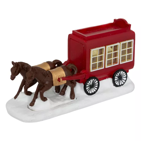 Carruaje y caballos (H9 cm) para el pueblo de Navidad