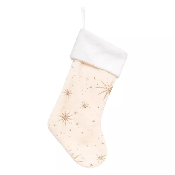 Chaussette de Noël (H45 cm) Étoiles Célestes Dorées