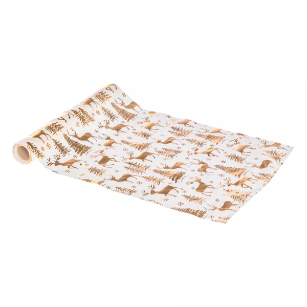 Tischl�ufer (300 x 28 cm) Hirsch und Wald Gold