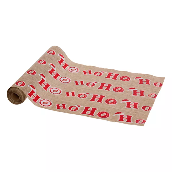 Bordl�ber i jute (300 x 28 cm) Hohoho Beige og r�d