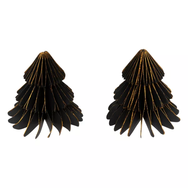 S�t med 2 mini dekorative juletr�er (H6 cm) Magnetisk papir Sort