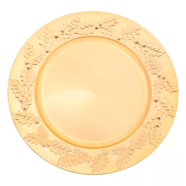 Lot de 12 dessous d'assiette Houx de Noël Or