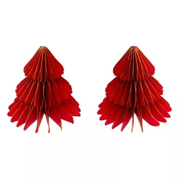 Lot de 2 minis Sapins d�coratifs (H6 cm) papier magn�tique Rouge