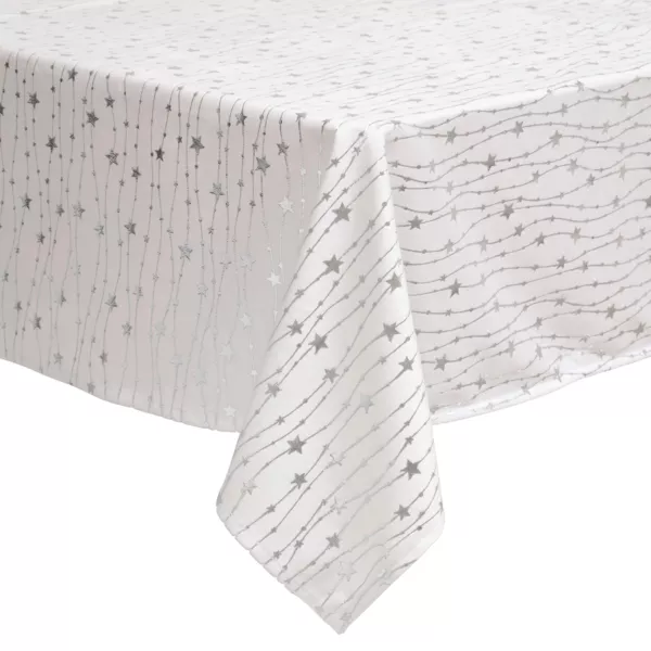 Nappe de No�l rectangulaire (140 x 240 cm) Pluie d'�toiles Blanche