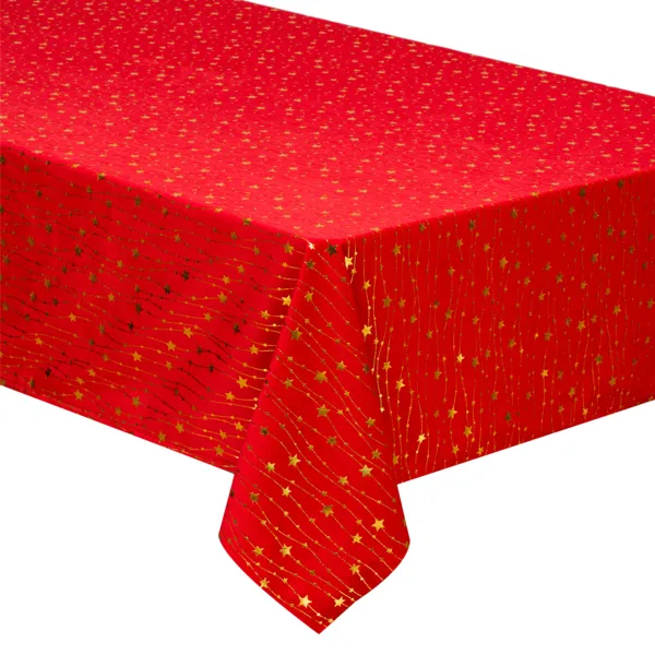 Tovaglia di Natale rettangolare (140 x 240 cm) Pioggia di stelle Rosso e dorato
