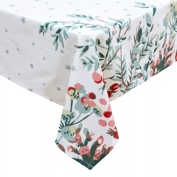 Kersttafelkleed rechthoekig (360 x 140 cm) Kerst Natuur Wit