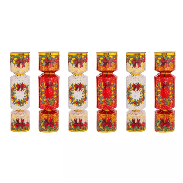 Set von 6 Weihnachts-Knallbonbons Festlichkeiten Rot und Wei�