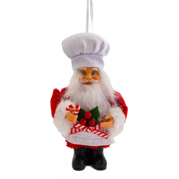 Adorno colgante de Navidad (H13 cm) Pap� Noel Pastelero Rojo y Blanco