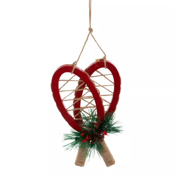 Raquette � suspendre en bois (H19 cm) Chamonix Rouge