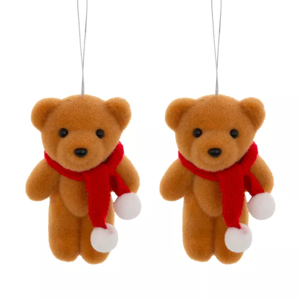 Set van 2 hangende ornamenten (H12 cm) Schattige beertjes Lichtbruin