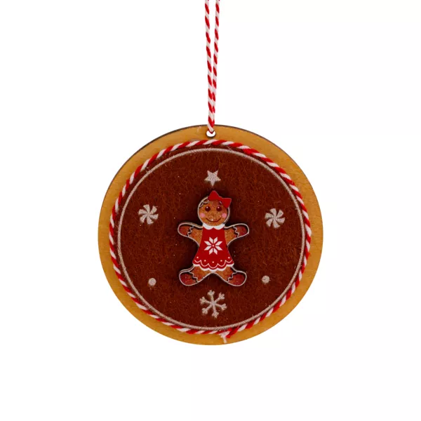 Adorno de Navidad de madera (D9 cm) Tronco de Pan de Jengibre Marr�n