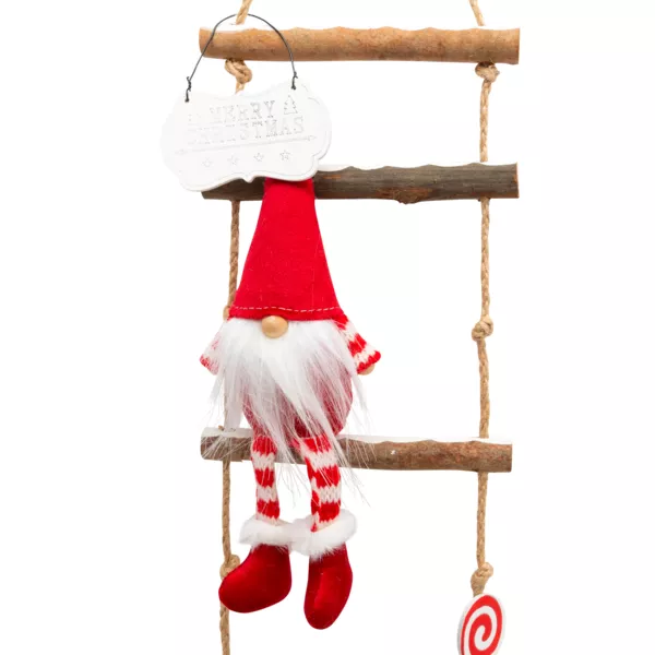 Hangende houten ladder (H115 cm) De ondeugende kabouters Rood