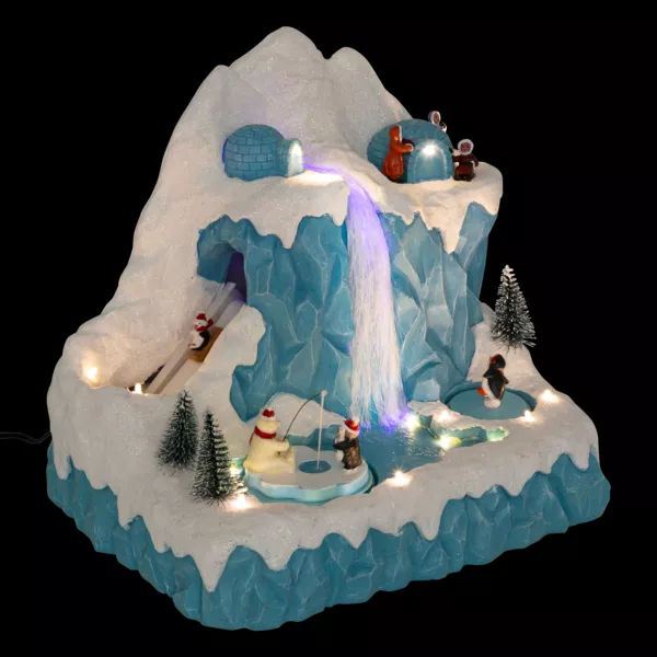 Pueblo navide�o musical y animado (H26 cm) Banquisa de ping�inos