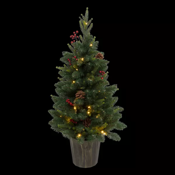 Kunstmatige verlichte kerstboom (H90 cm) Bessen en dennenappel