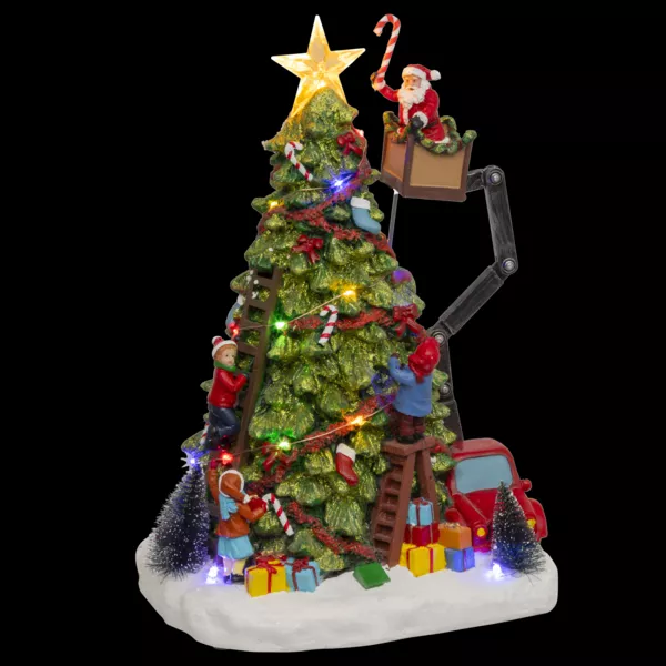 Musikalischer und animierter Weihnachtsbaum (H39 cm) mit Weihnachtsmann im Korb