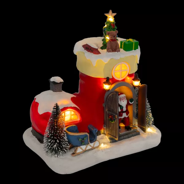 Scena di vita animata e musicale (H22 cm) Stivale di Babbo Natale