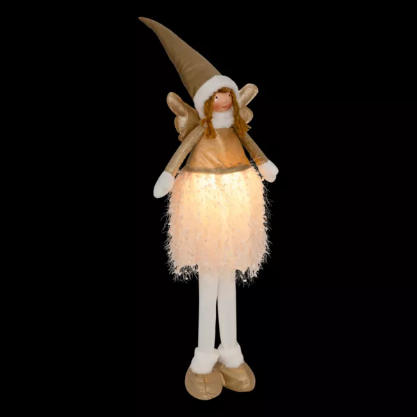 Beleuchteter Weihnachtsengel mit Batteriebetrieb (H95 cm) Teleskopische Mondfee Goldfarben