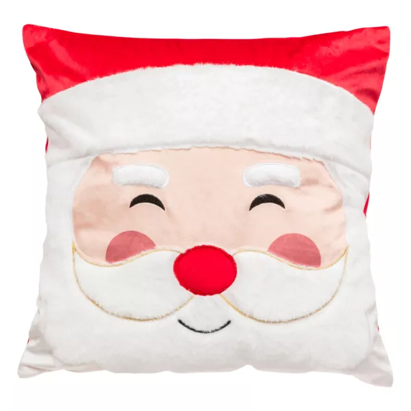 Coj�n de Navidad cuadrado (40 x 40 cm) Feliz Pap� Noel Blanco y rojo
