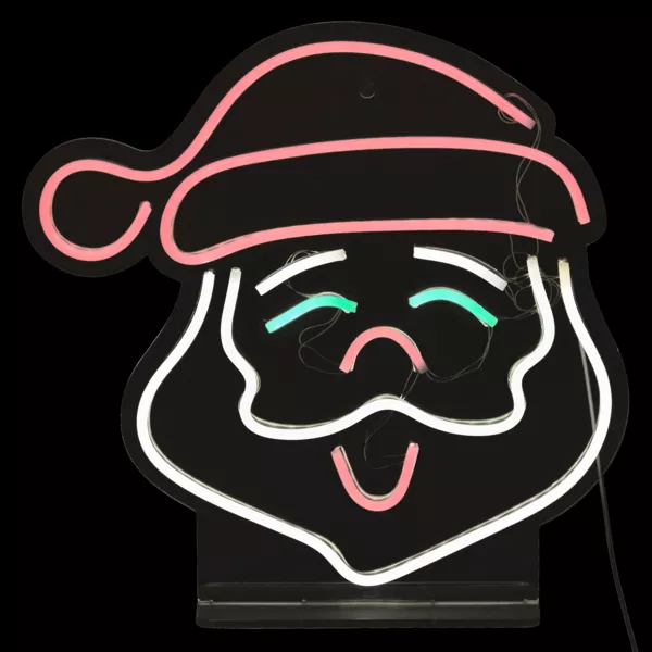 USB-Leuchtschild (H35 cm) Neon Weihnachtsmannkopf Mehrfarbig