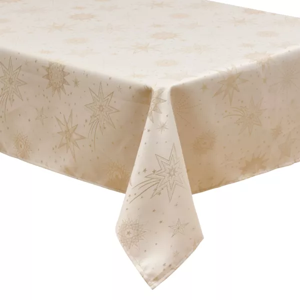 Mantel de Navidad rectangular (140 x 240 cm) Noche estrellada Beige y dorado