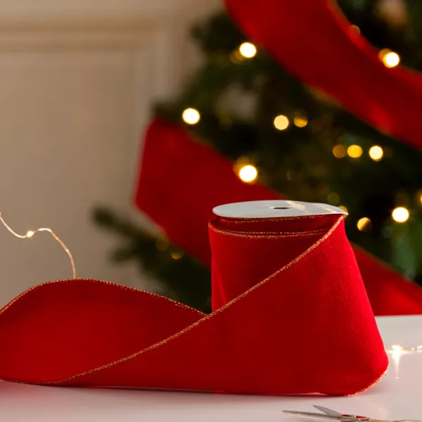 Weihnachtsgirlande Samtband (500 cm) Rot
