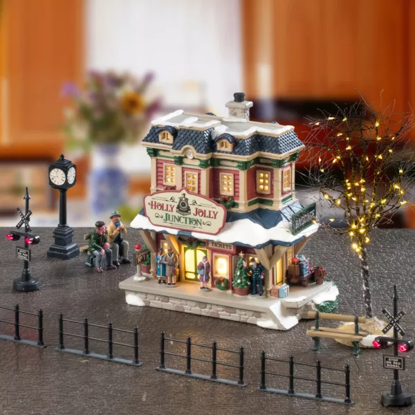 Lemax julelandsby med lys Komplet s�t Holly Jolly Station