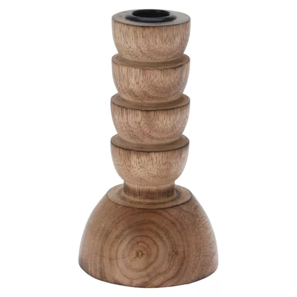 Houten kandelaar (H15 cm) Warm hout Natuurlijk