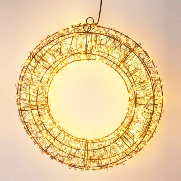 Corona di Natale luminosa 500 micro LED (D38 cm) Star Light Nero e bianco caldo