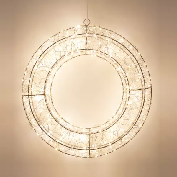 Couronne de No�l lumineuse 500 micro LED (D38 cm) Star Light Argent et blanc froid