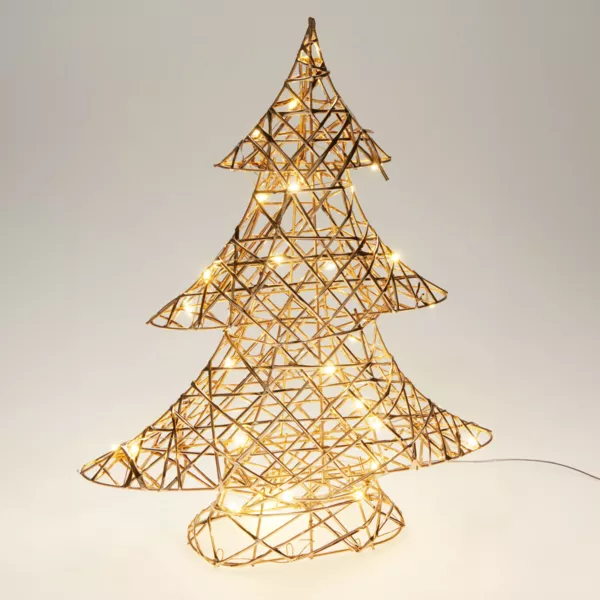 Sapin lumineux � piles 30 LED (H40 cm) F�erie de No�l Blanc chaud dor�