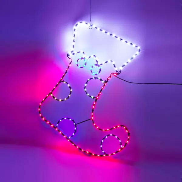 Stivale di Babbo Natale 134 LED (H52 cm) Effetto flash al neon Multicolore
