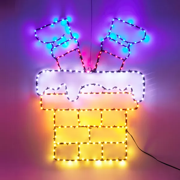 Leuchtender Kamin 223 LED (H60 cm) Neon Flash-Effekt Mehrfarbig