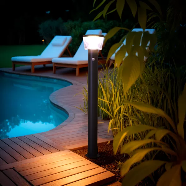 Borne de jardin solaire 600 lumens (H94 cm) Orion Luxe Gris anthracite