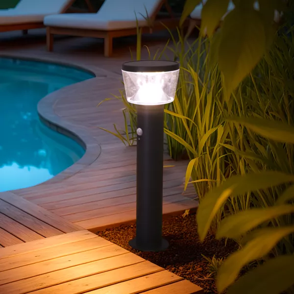 Borne de jardin solaire 600 lumens (H54 cm) Orion Luxe Gris anthracite